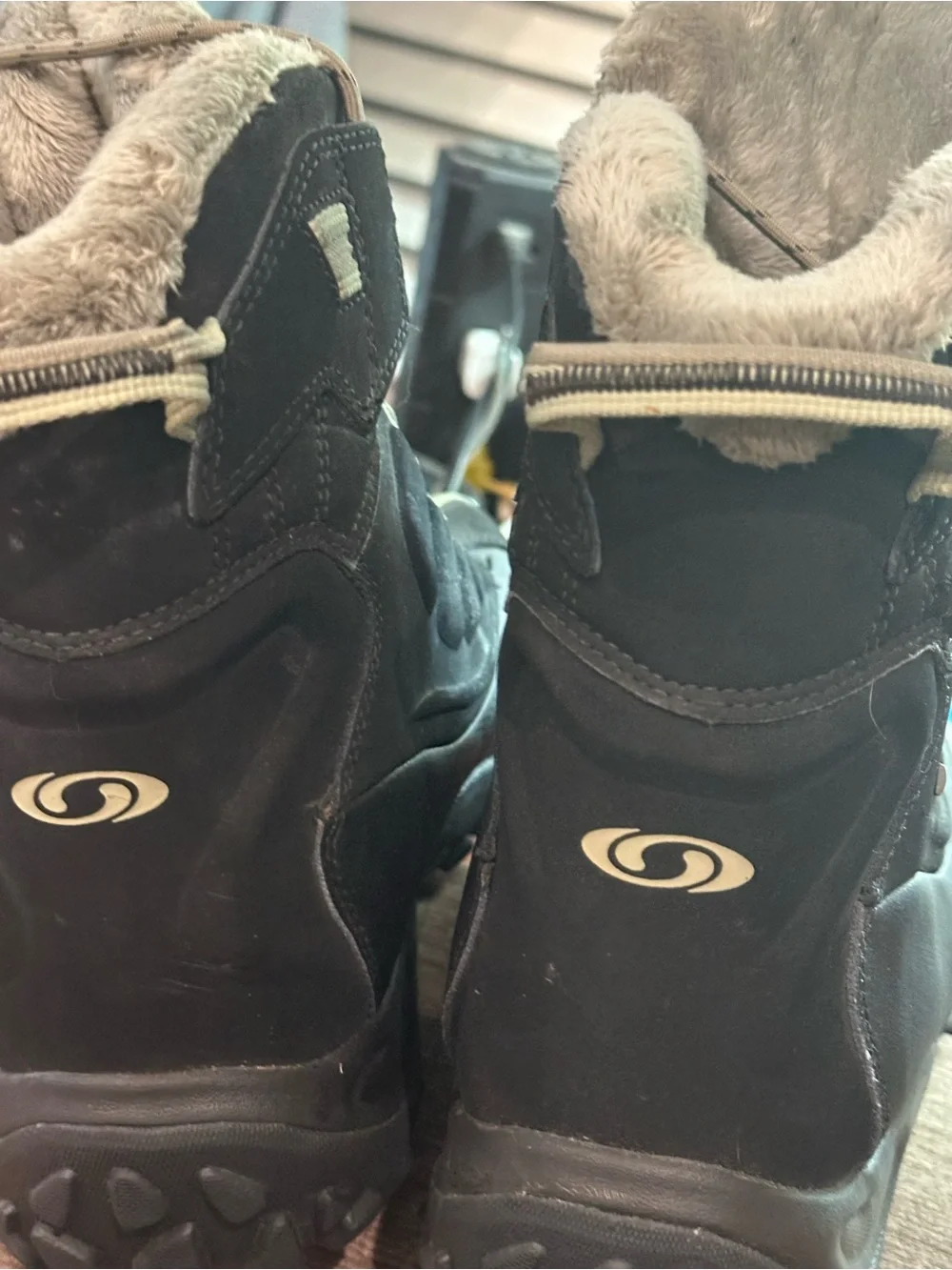 Salomon Black and Cream Women's Winter Lace-Pocket Boots